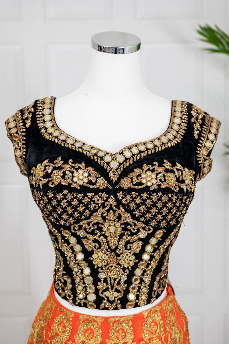 Red and Dark Blue Lehenga Choli - Image 2