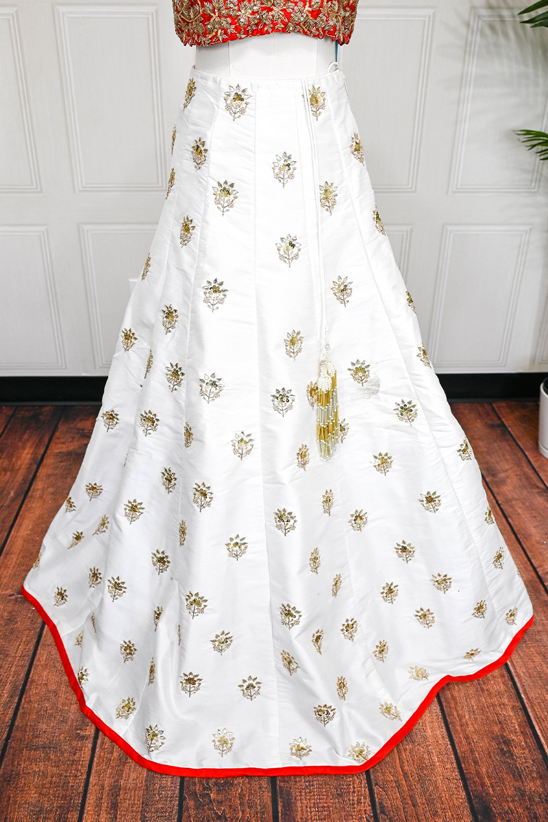 Red & White Lehenga Choli - Image 2