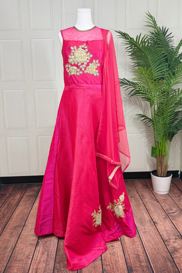 Pink Gown with Dupatta