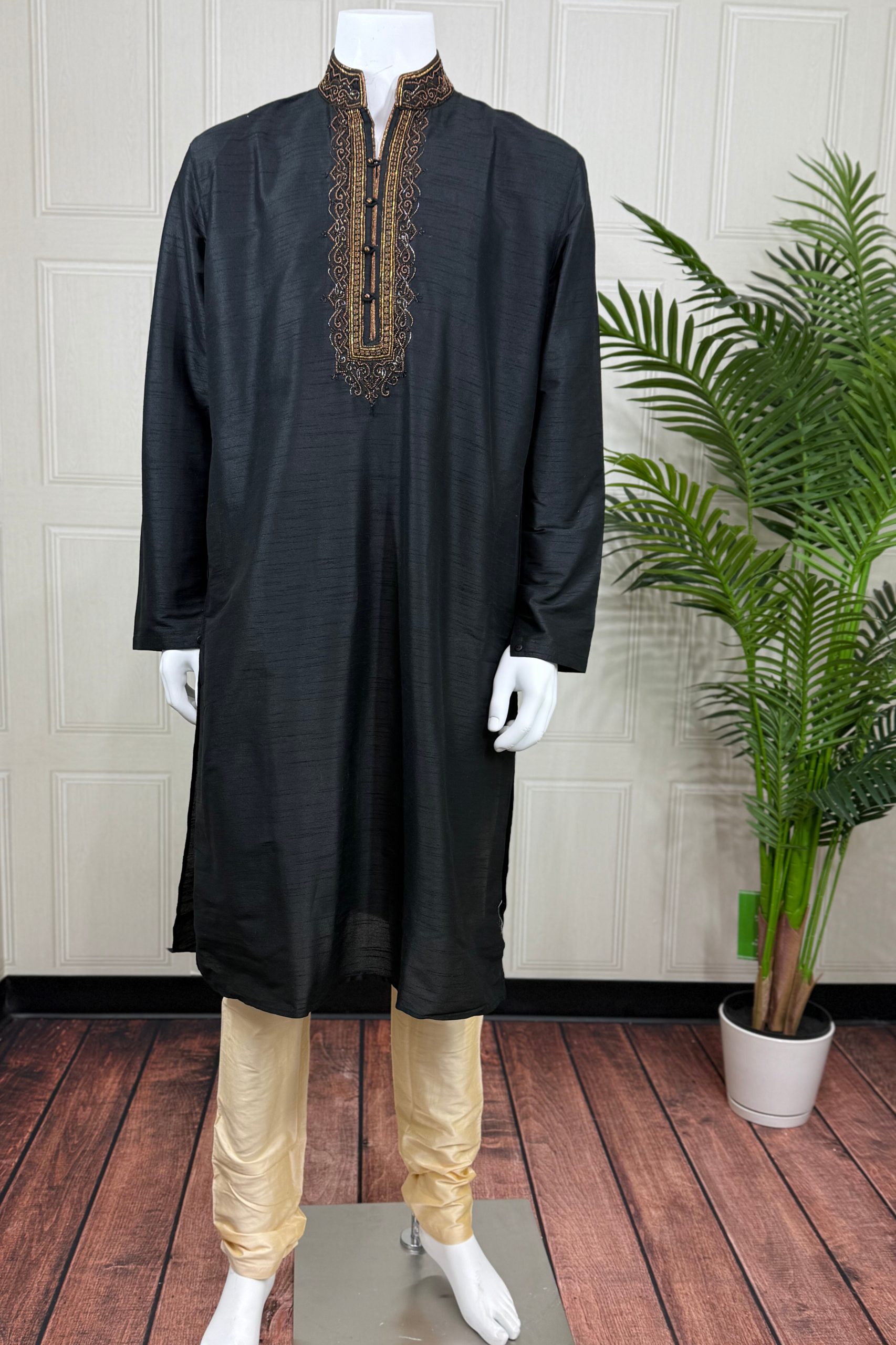 Beaded Black Kurta for Men