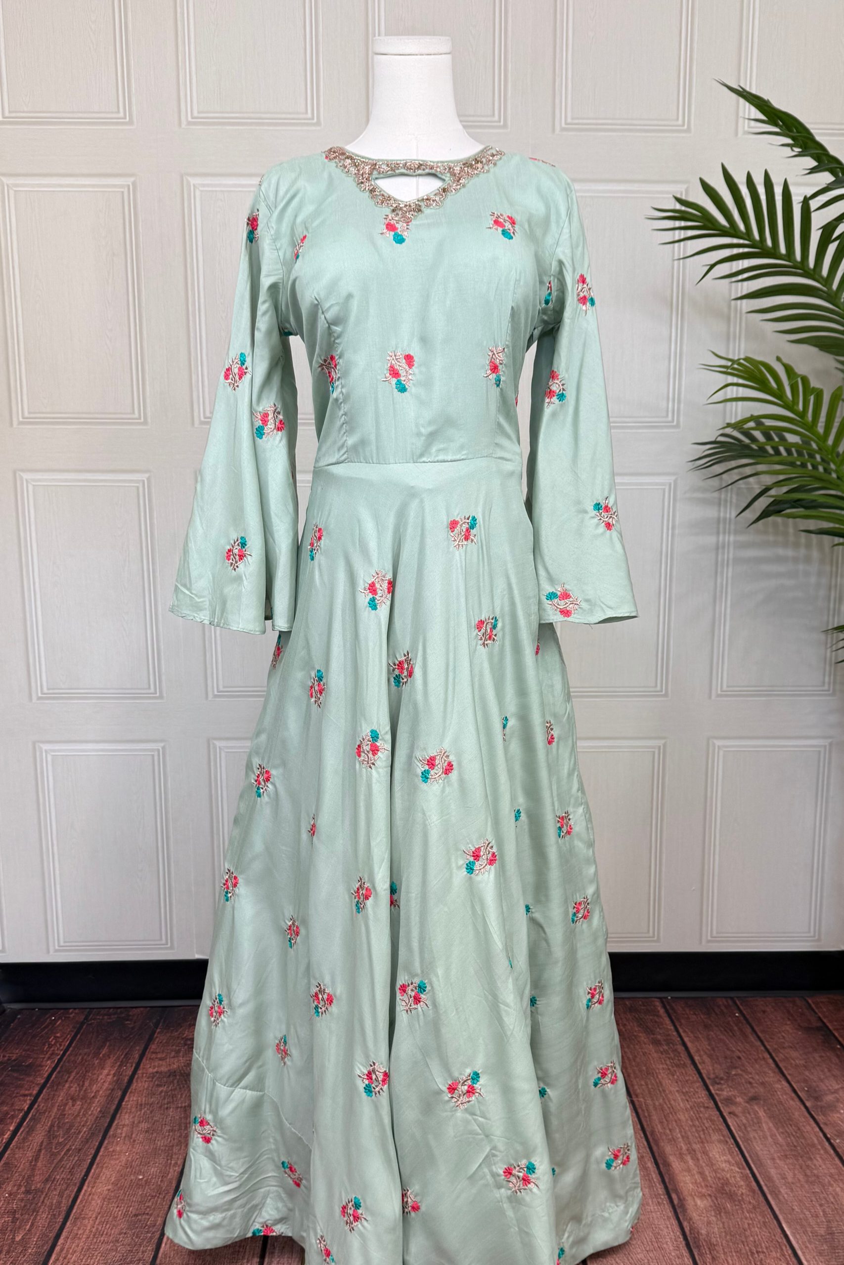 Sage Zari Elegance Gown