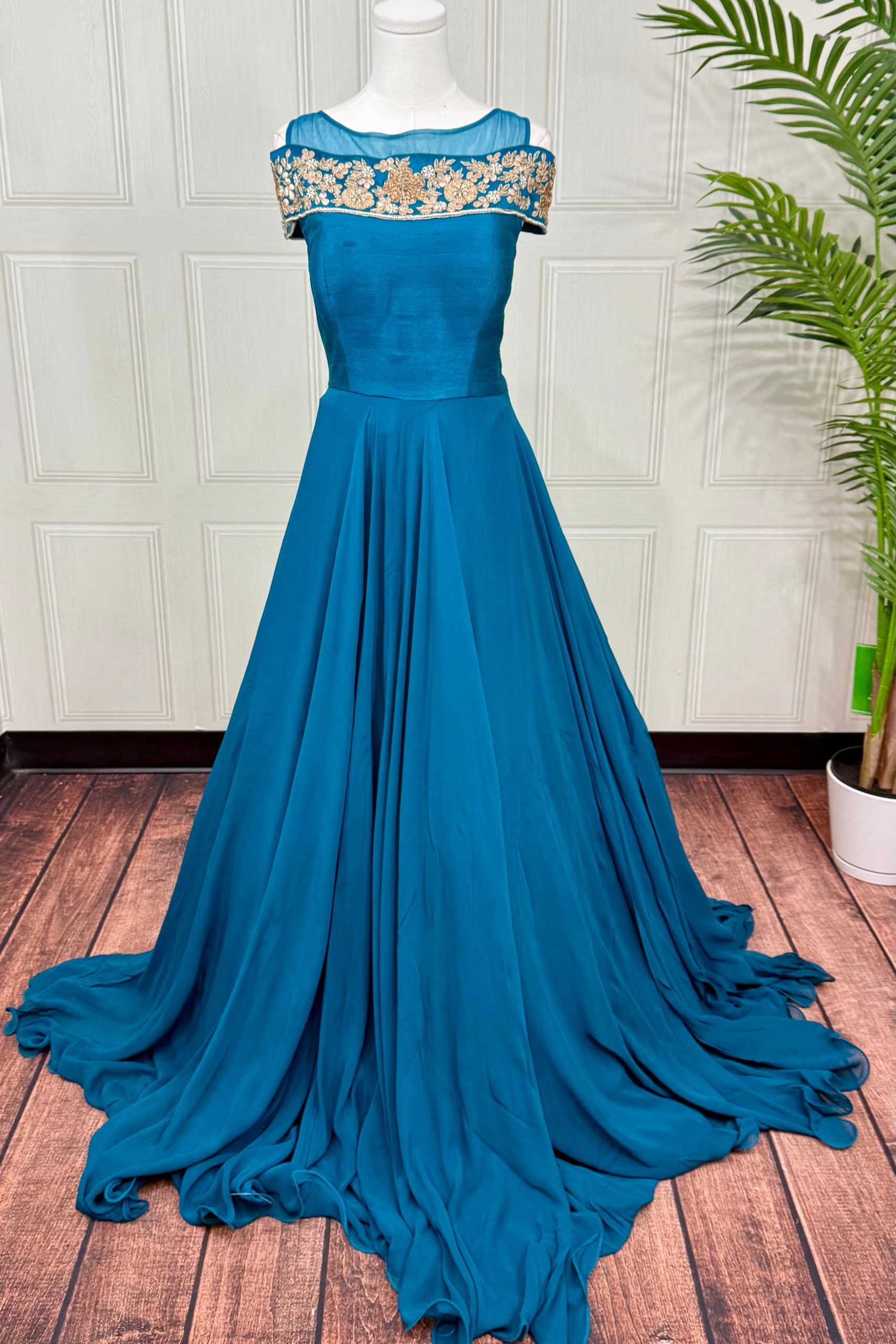Teal Glow Anarkali Gown